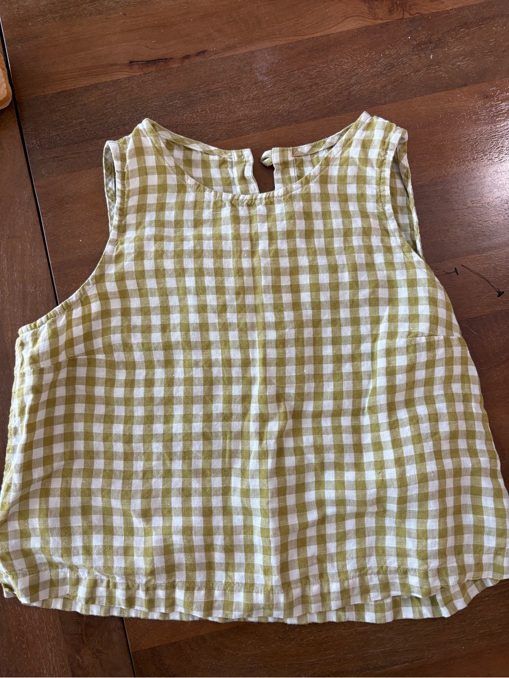 notPERFECTLINEN Lime Gingham Sleeveless Tank L